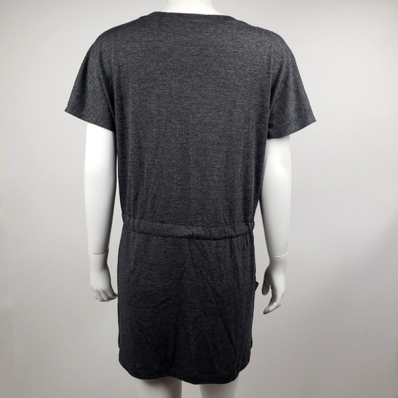 COLLECTIVE CONCEPTS Gray Ribbon Pockets Tie Front Short Sleeve Top Shirt Size M - Picture 3 of 7
